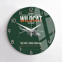Thumbnail for Leonardo AW159 Wildcat HMA2 design on dark green no frame wall clock