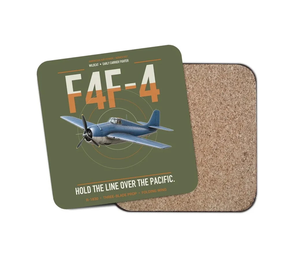 F4F-4 Wildcat design on green army 1 piece coaster
