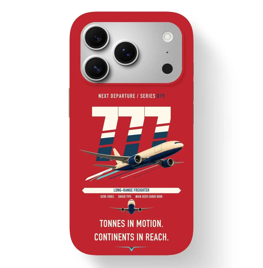 Boeing 777F design on red magsafe iphone case