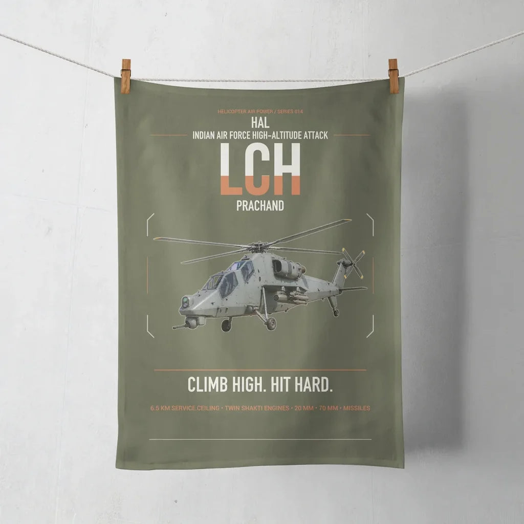 HAL LCH Prachand design on green army towel