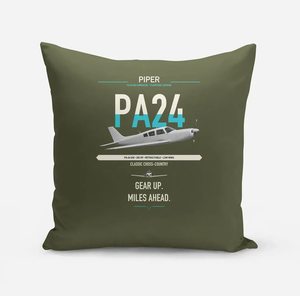 Piper PA-24-250 Comanche 250 design on green army pillow