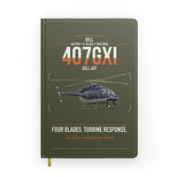 Thumbnail for Bell 407GXi design on green army notebook