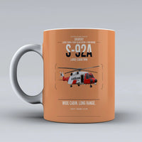 Thumbnail for Sikorsky S-92A design on orange ceramic mug, double-side print
