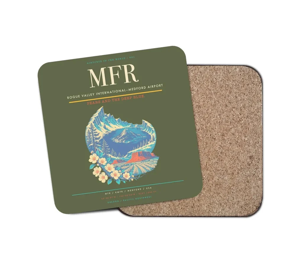 Rogue Valley International–Medford Airport (MFR) design on green army 1 piece coaster
