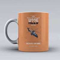Thumbnail for Airbus H225 design on orange ceramic mug, double-side print