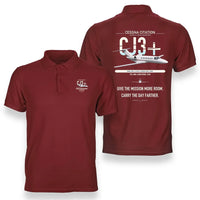 Thumbnail for Cessna Citation CJ3+ design on red double-side polo t-shirt, double-side print