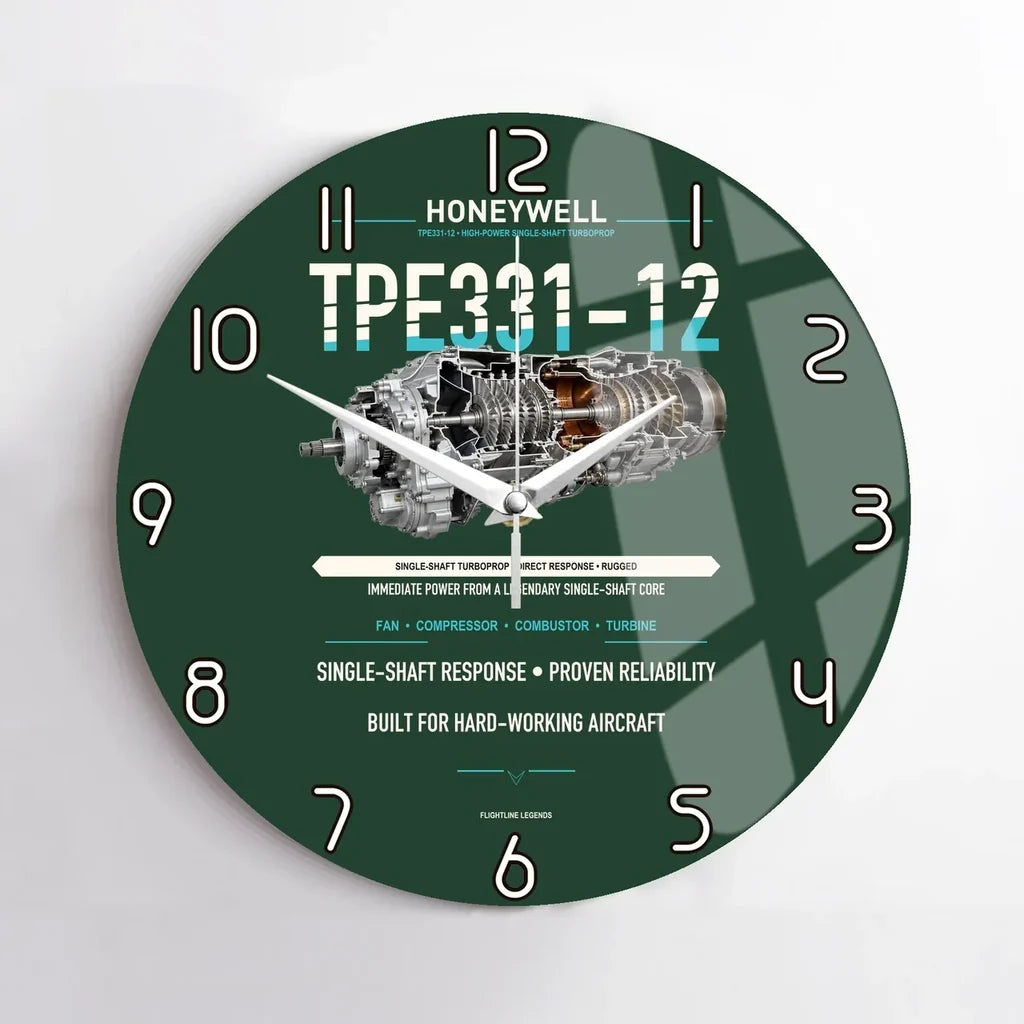 TPE331-12 design on dark green no frame wall clock
