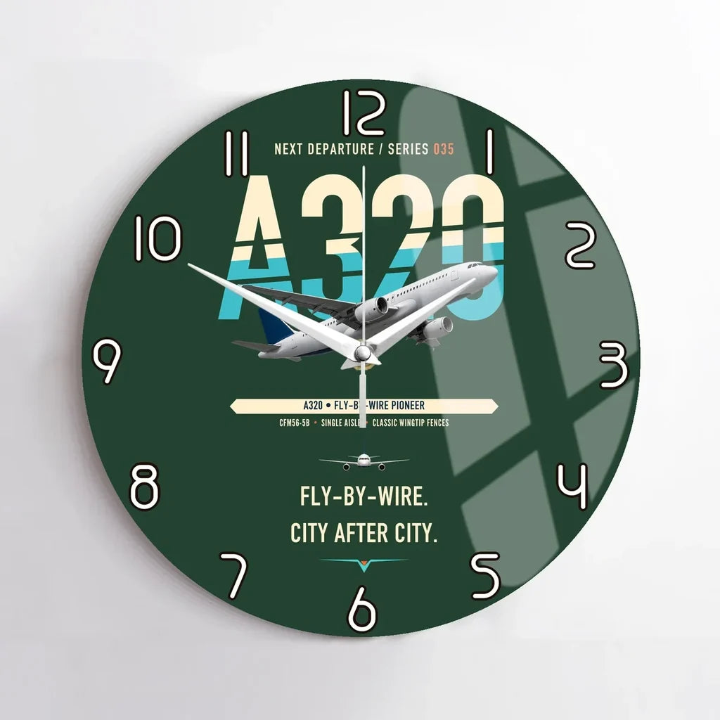 Airbus A320 design on dark green no frame wall clock