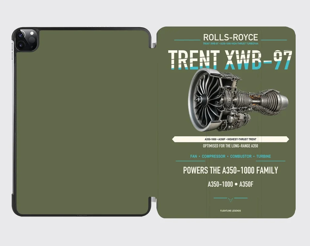 TRENT XWB-97 design on green army ipad tablet case