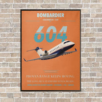 Thumbnail for Bombardier Challenger 604 vertical canvas print - framed - orange background