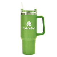Thumbnail for FlyArystan Airlines 40oz Stainless Steel Car Mug With Holder in green
