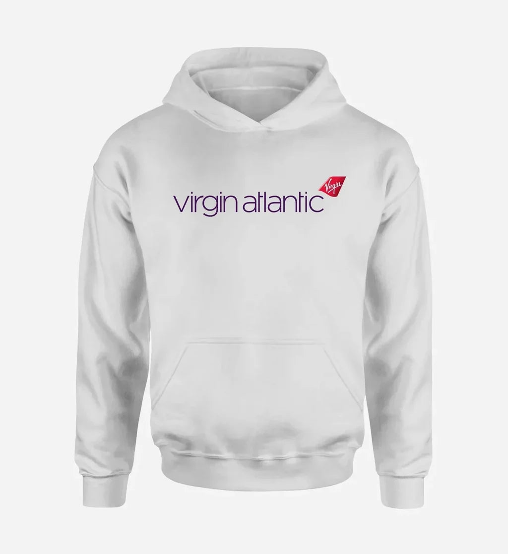 Virgin Atlantic Airlines logo printed on white hoodie