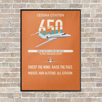 Thumbnail for Cessna Citation 650 - Citation III vertical canvas print - framed - orange background