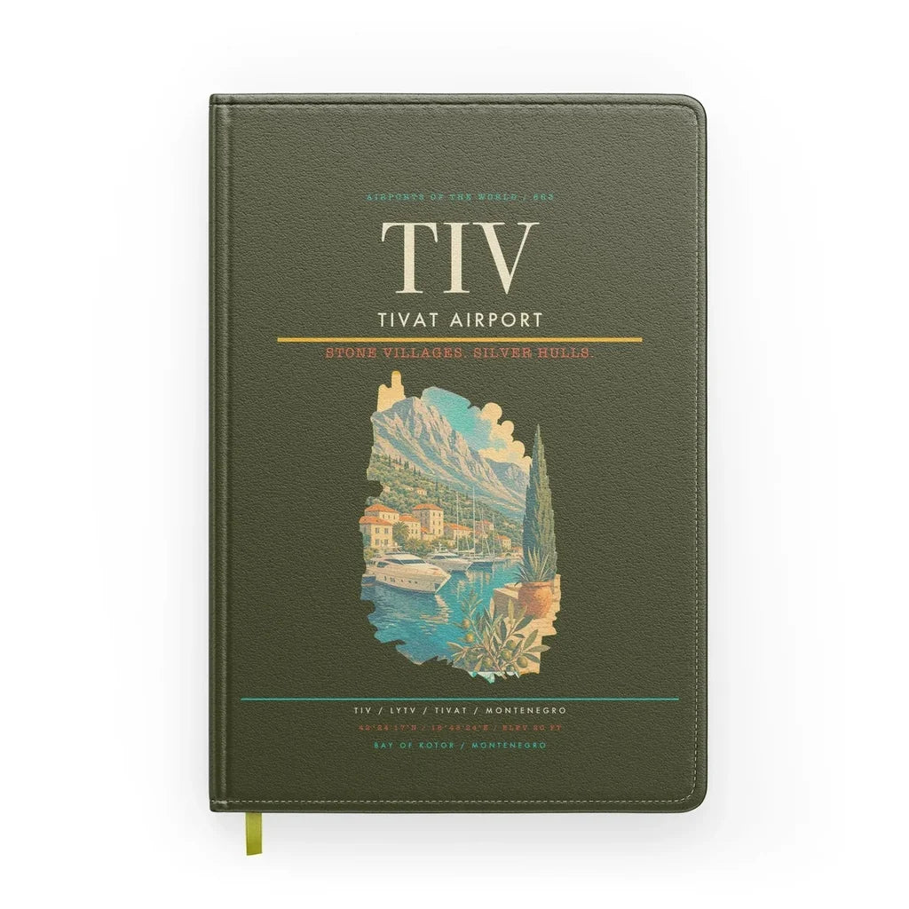 Tivat Airport (TIV) design on green army notebook