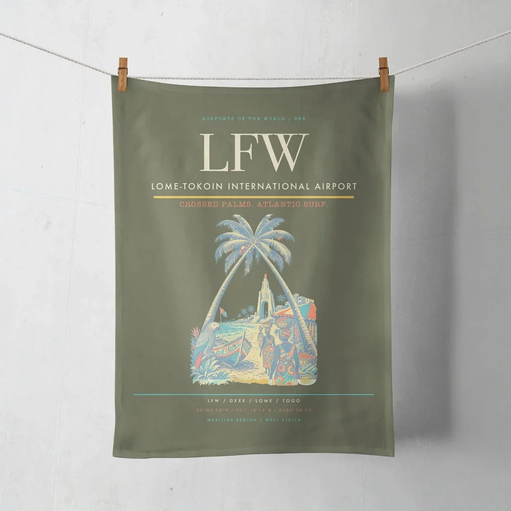 Lome-Tokoin International Airport (LFW) design on green army towel