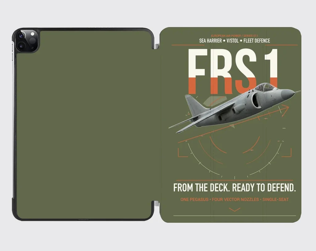 British Aerospace Sea Harrier FRS.1 design on green army ipad tablet case