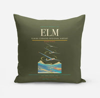 Thumbnail for Elmira Corning Regional Airport (ELM) design on green army pillow