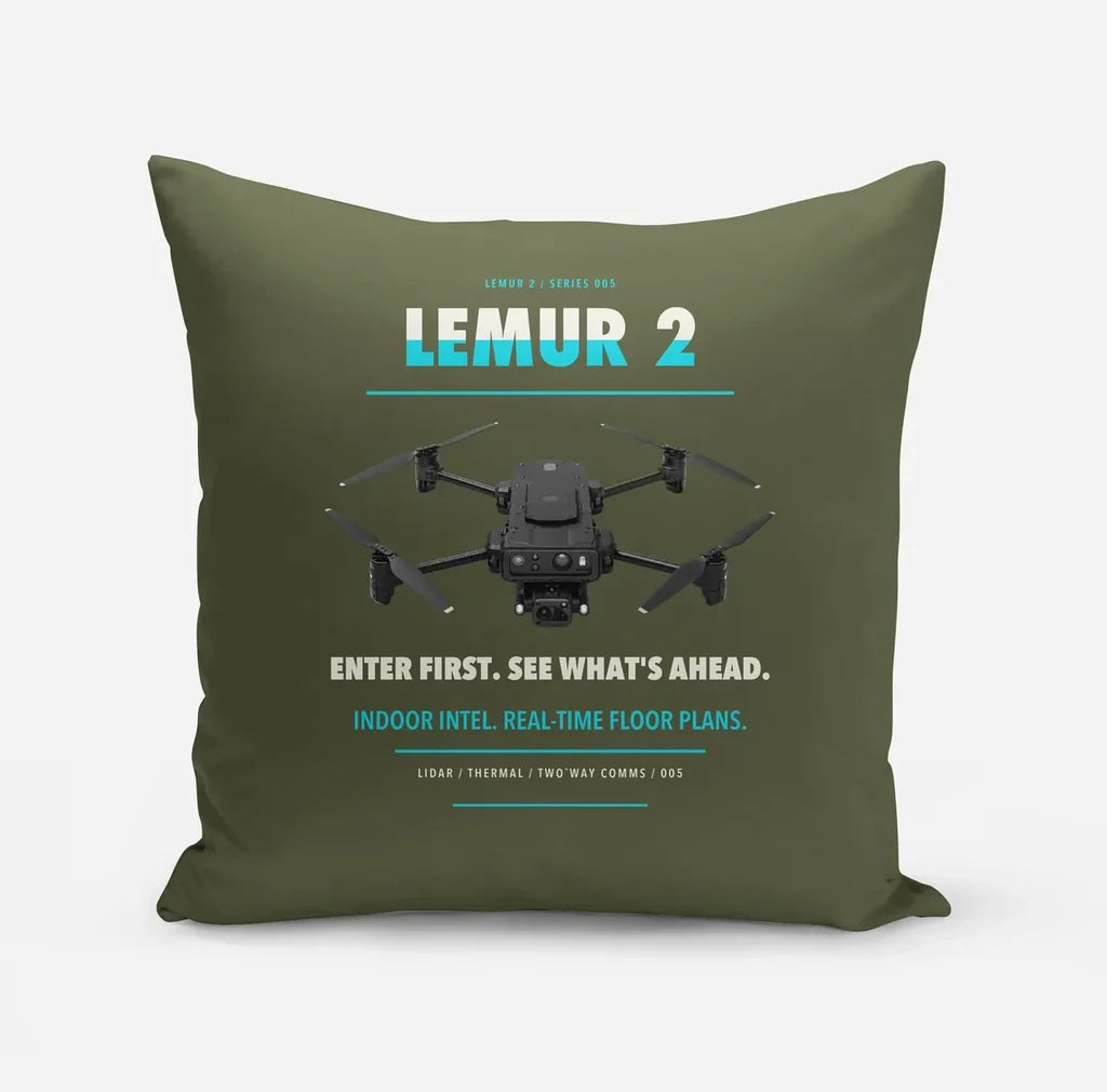 BRINC LEMUR 2 design on green army pillow