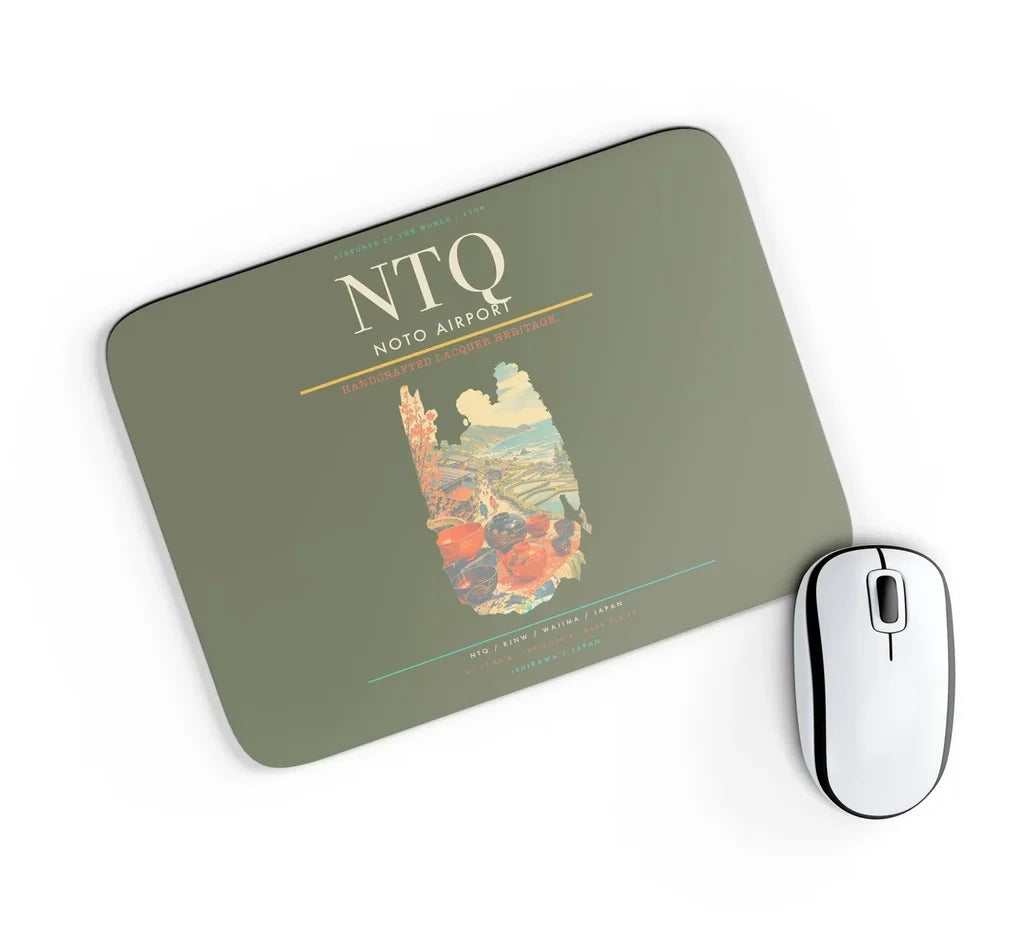 Noto Airport (NTQ) design on green army rectangle mouse pad