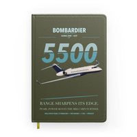 Thumbnail for Bombardier Global 5500 design on green army notebook