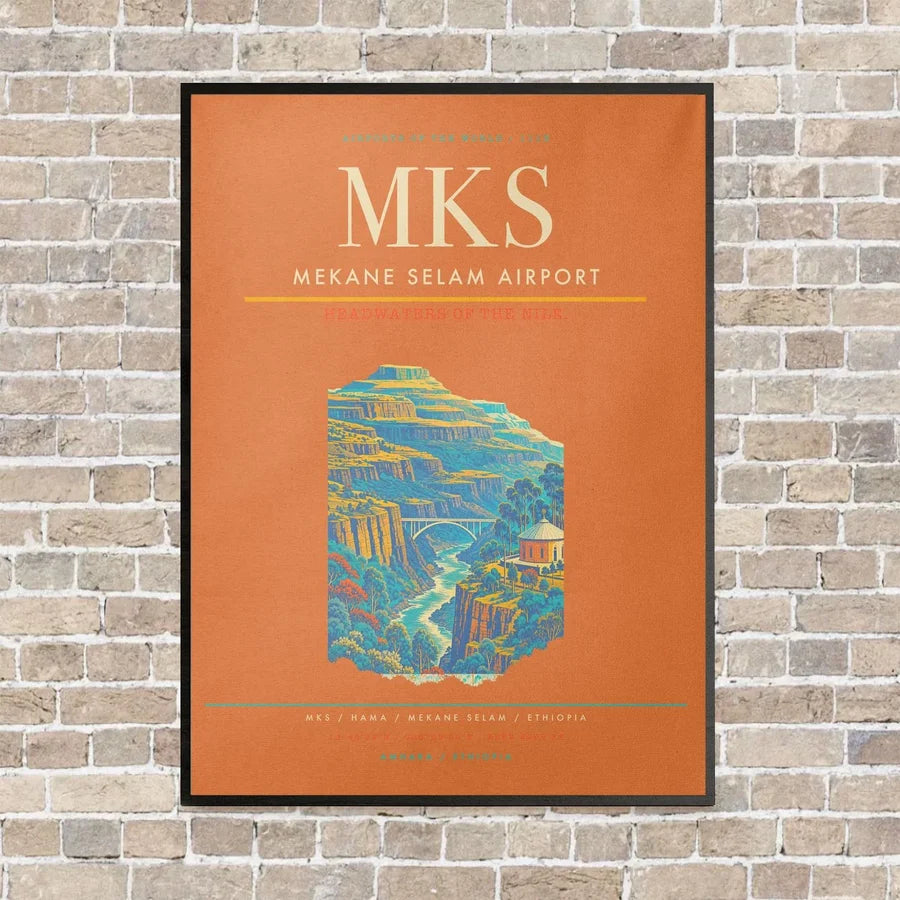Mekane Selam Airport MKS - Canvas Framed - Orange