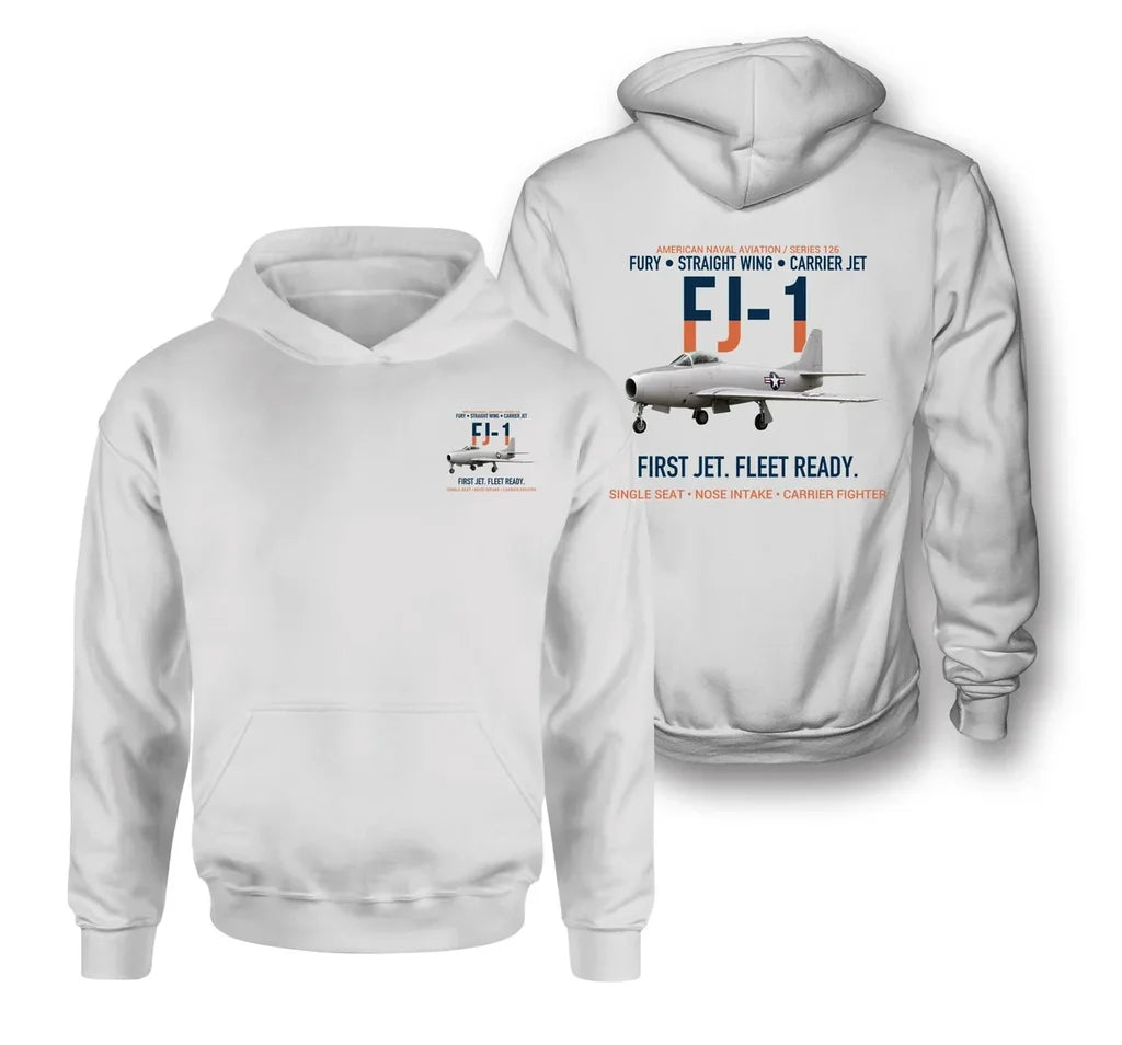 FJ-1 FURY design on white hoodie