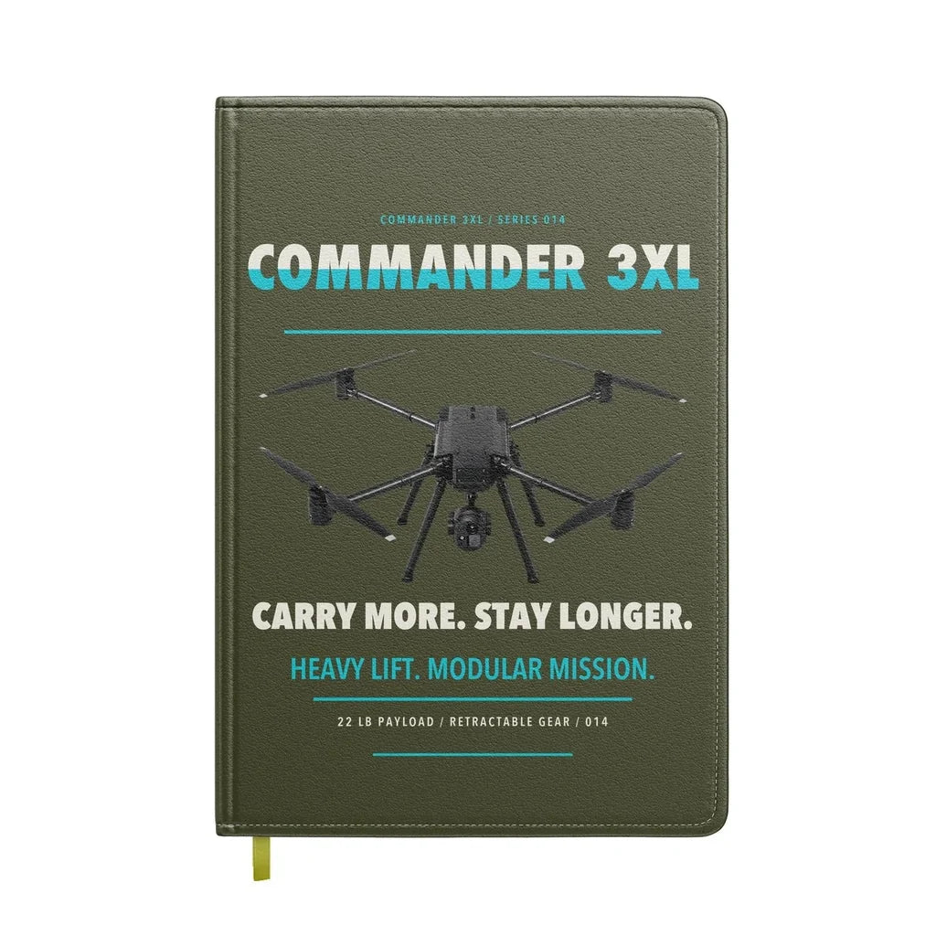Draganfly Commander 3XL design on green army notebook