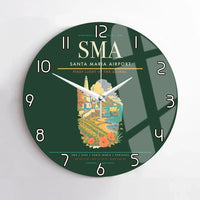 Thumbnail for Santa Maria Airport (SMA) design on dark green no frame wall clock