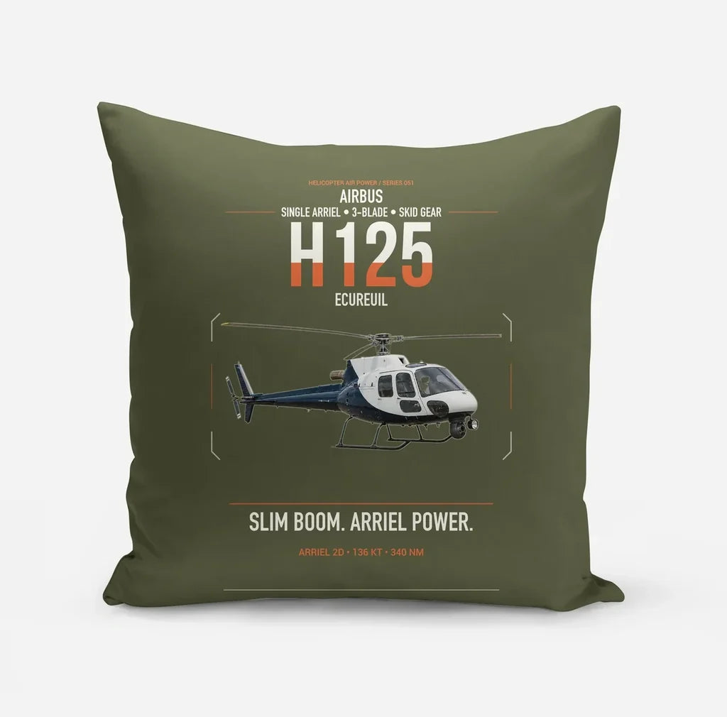 Airbus H125 design on green army pillow