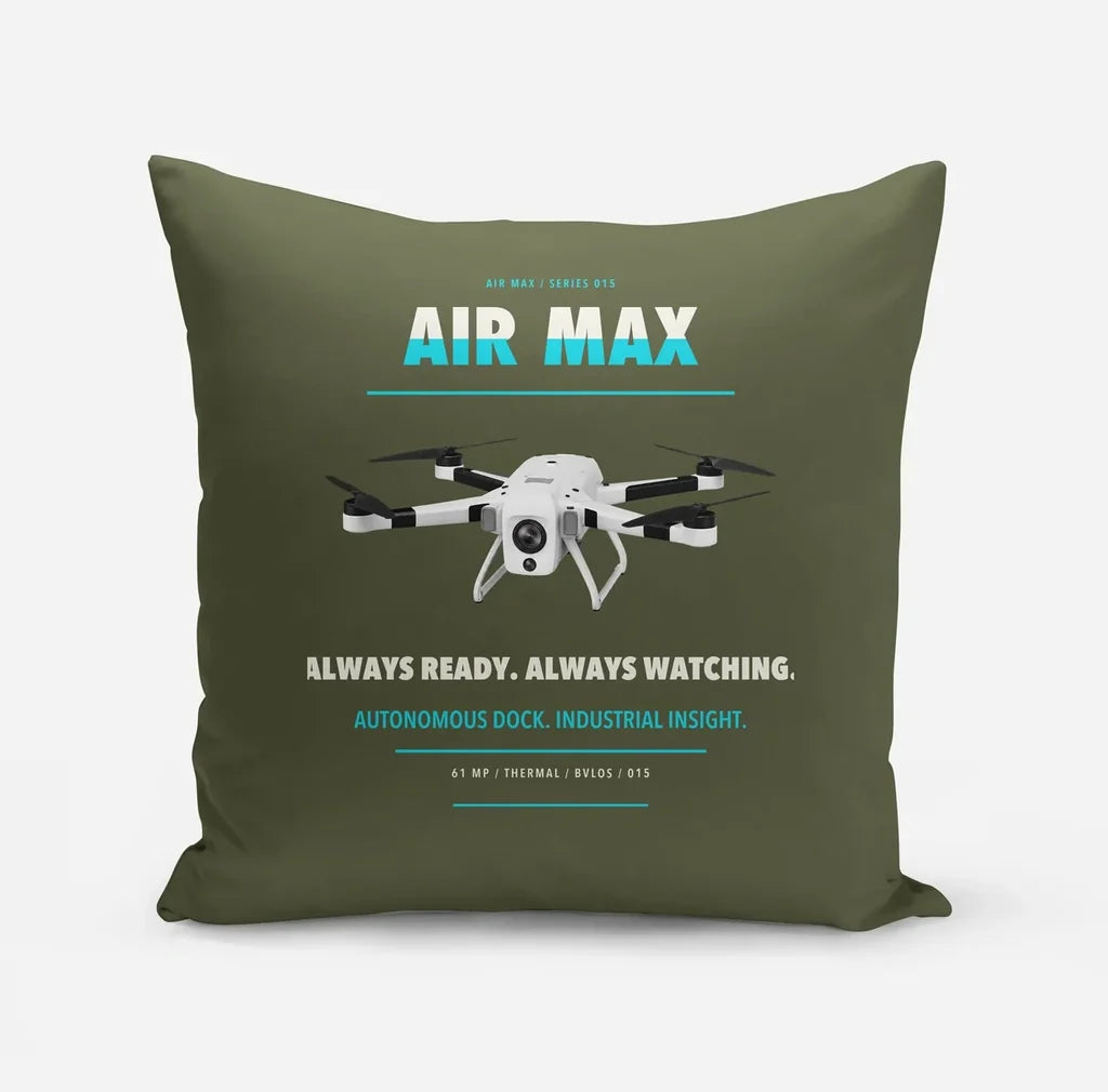 Percepto Air Max design on green army pillow