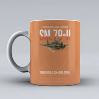 Thumbnail for Savoia-Marchetti SM.79-II Sparviero design on orange ceramic mug, double-side print