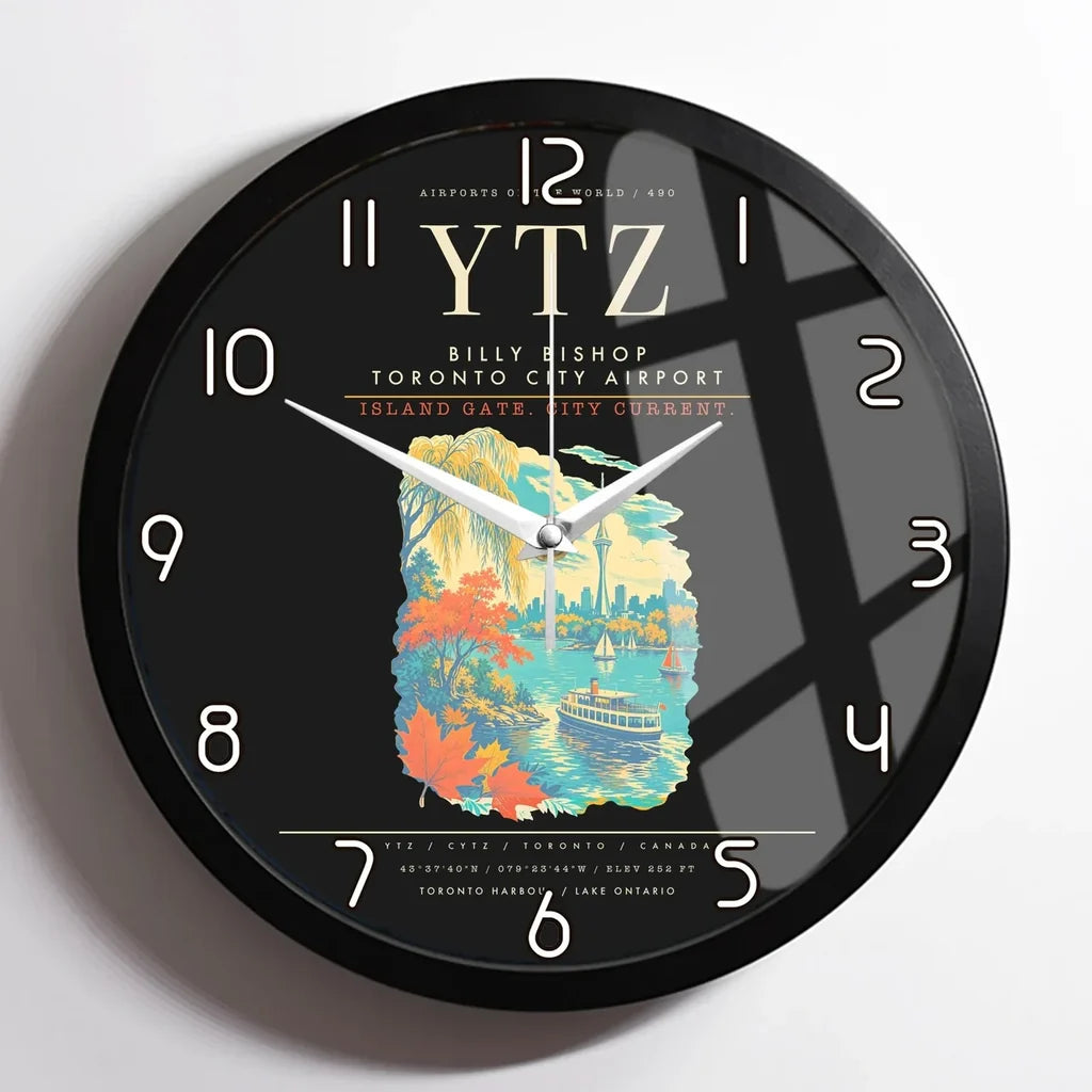 Billy Bishop Toronto City Airport YTZ Wall-Clock Framed - Black