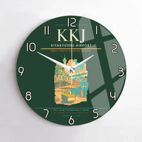 Thumbnail for Kitakyushu Airport (KKJ) design on dark green no frame wall clock