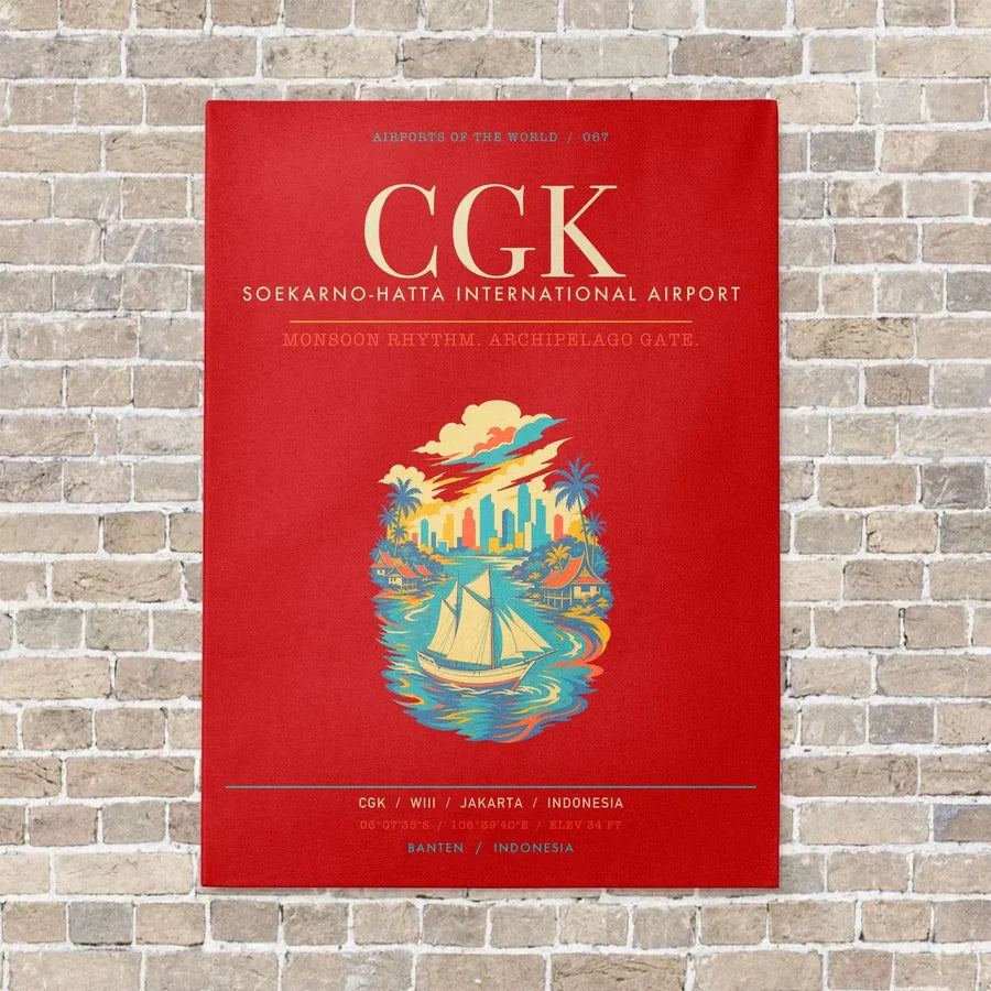 Jakarta Soekarno-Hatta International Airport CGK - Canvas Framed - Red