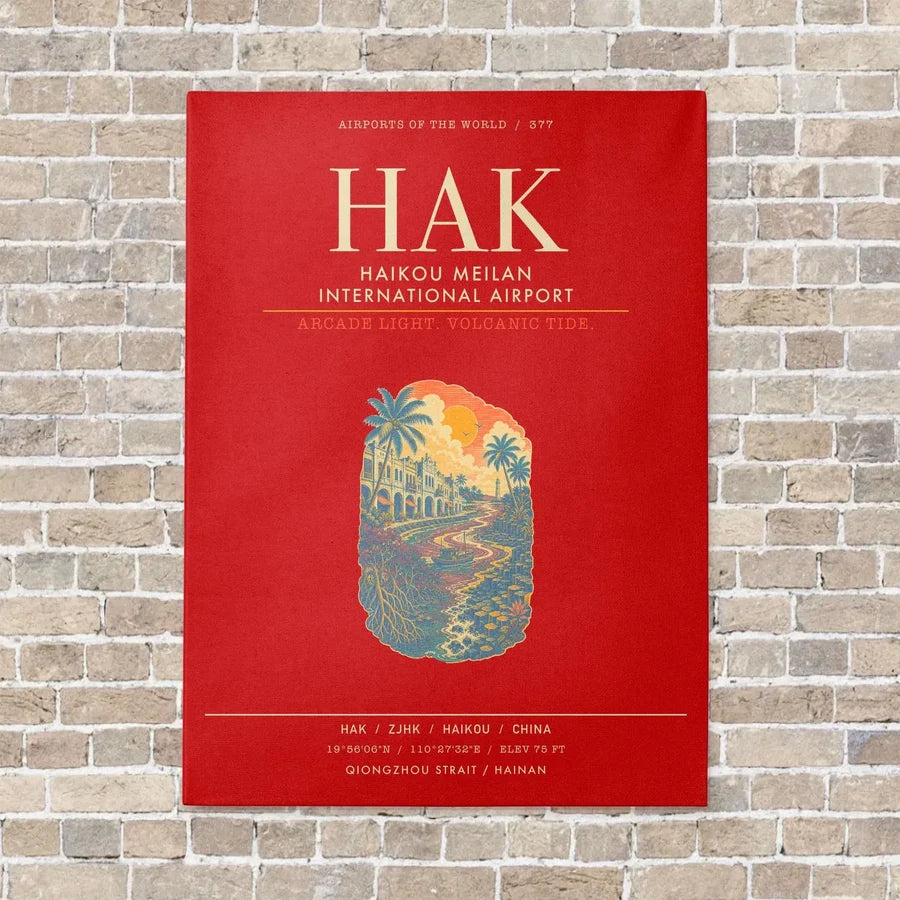 Haikou Meilan International Airport HAK - Canvas Framed - Red