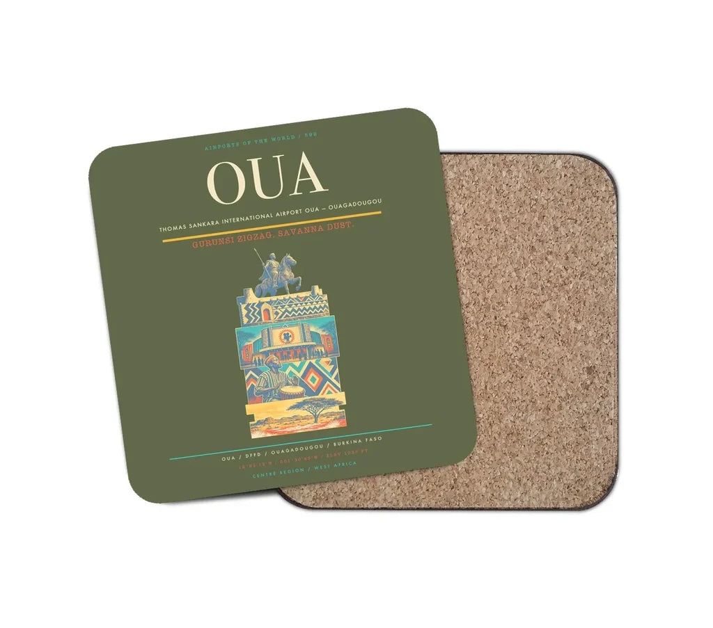 Thomas Sankara International Airport (OUA) design on green army 1 piece coaster