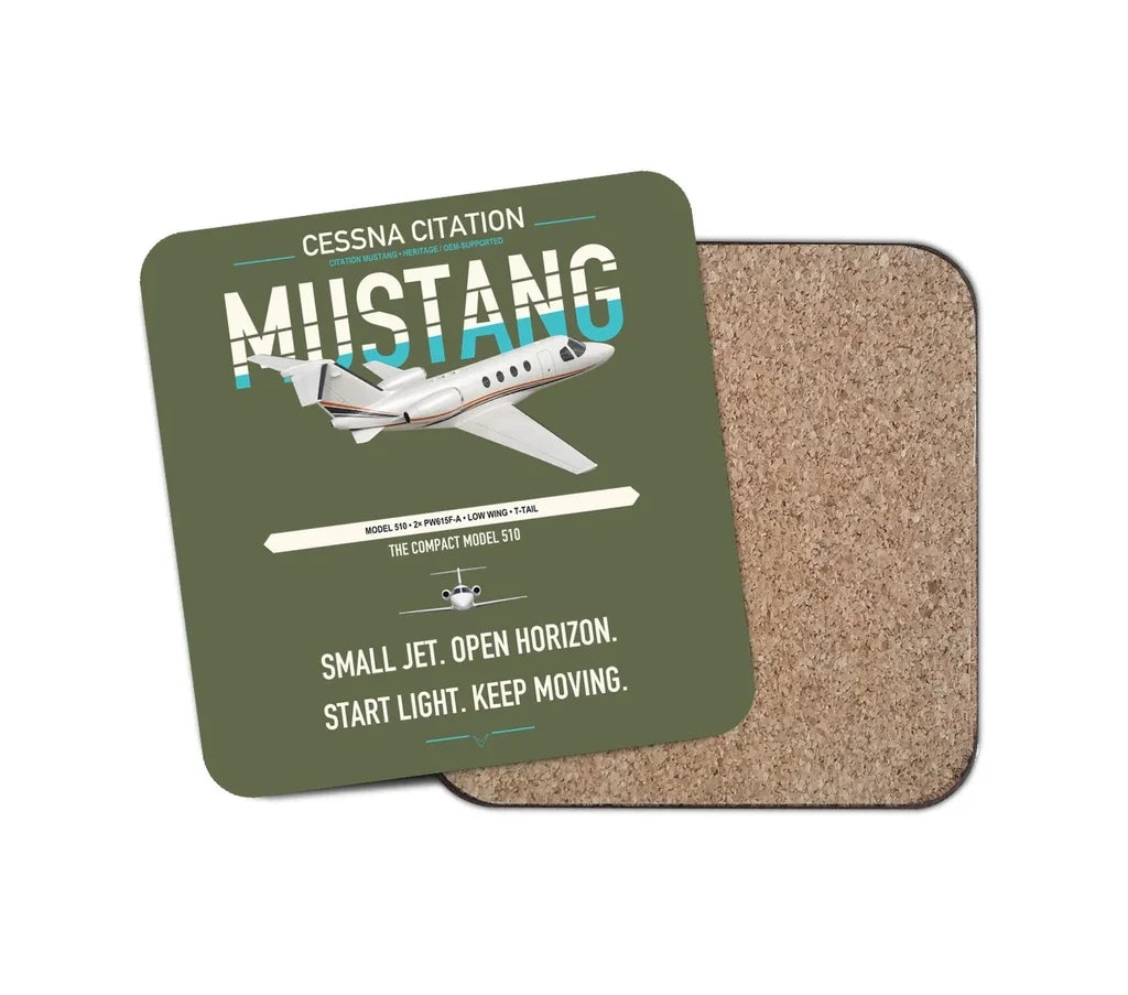 Cessna Citation Mustang design on green army 1 piece coaster
