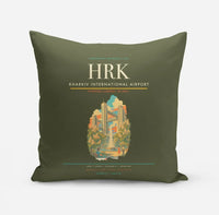 Thumbnail for Kharkiv International Airport (HRK) design on green army pillow
