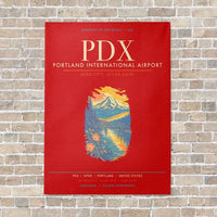 Thumbnail for Portland International Airport PDX - Canvas Framed - Red