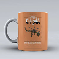 Thumbnail for Sikorsky CH-54A Tarhe design on orange ceramic mug, double-side print