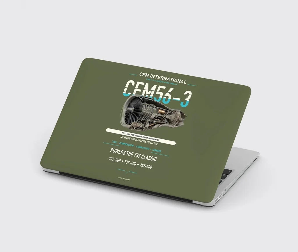 CFM56-3 design on green army MacBook case