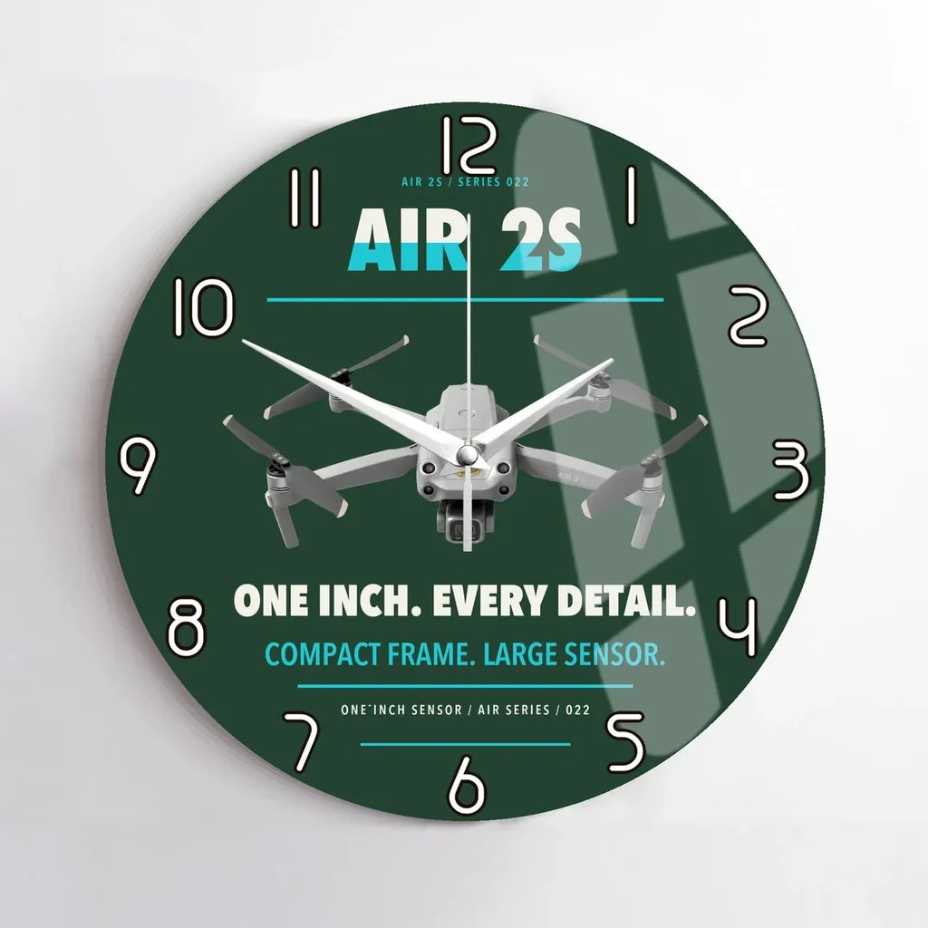 DJI Air 2S design on dark green no frame wall clock