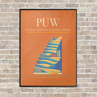 Thumbnail for Pullman–Moscow Regional Airport PUW vertical canvas print - framed - orange background