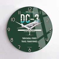 Thumbnail for Douglas DC-3 design on dark green no frame wall clock