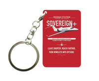 Thumbnail for Cessna Citation Sovereign+ design on red designed key chain, double-side print
