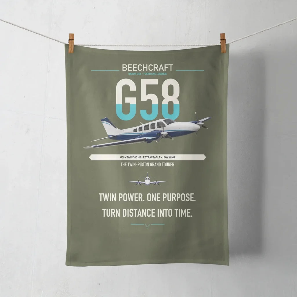 Beechcraft Baron G58 design on green army towel