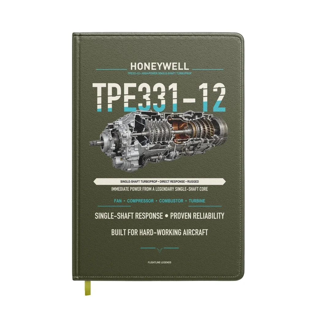 TPE331-12 design on green army notebook