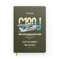 Thumbnail for Cessna 180J Skywagon design on green army notebook