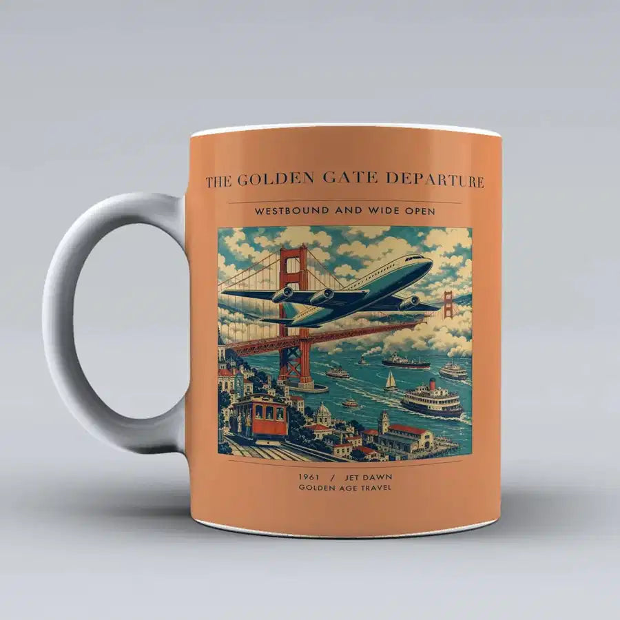 VINTAGE G4116 - The Golden Gate Departure - Ceramic Mug design on orange