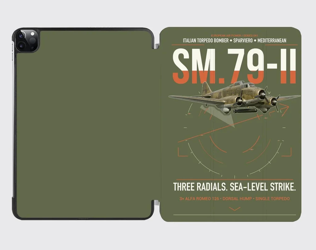 Savoia-Marchetti SM.79-II Sparviero design on green army ipad tablet case